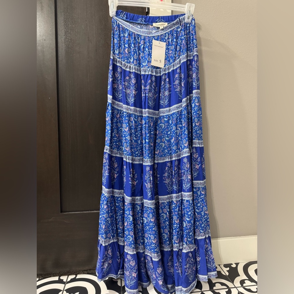 Floral Blue Maxi Skirt